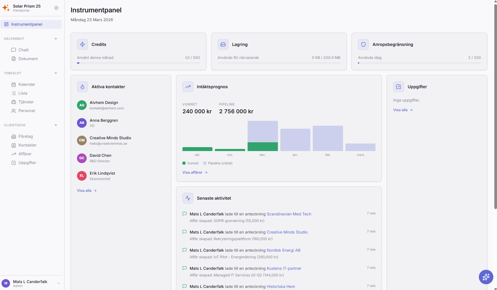 Gothia AI Portal — Dashboard